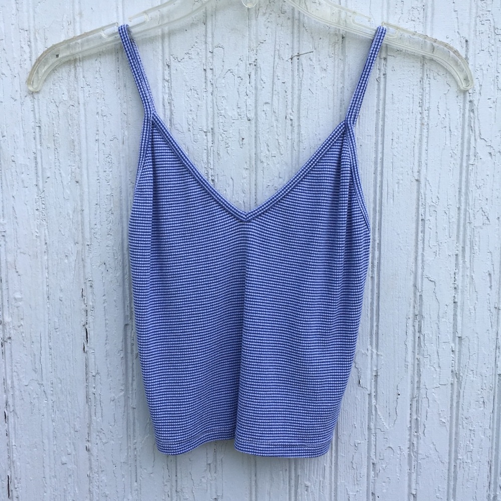 Blue and White Striped Crop Top